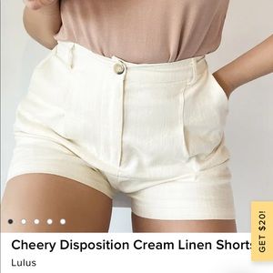 NWT LuLu’s Cheery Disposition Linen Cream shorts